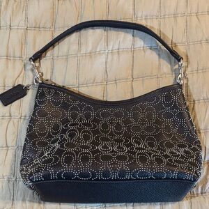 Coach Black and Silver Women's Shoulder Bag